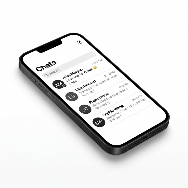 App de Quebola mostrando la pantalla de chats